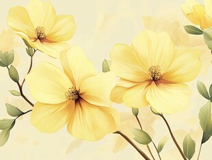 浅黄花卉艺术画