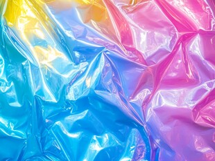 彩虹色的皱褶塑料