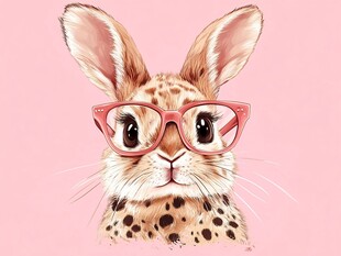 粉色兔子戴眼镜