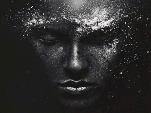 黑白人脸 颗粒状物质