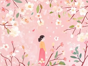 樱花下的女孩