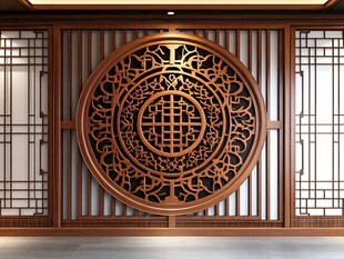 木雕圆形装饰品