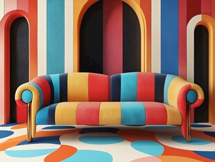 彩虹色沙发艺术空间