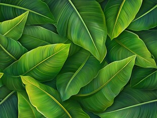 绿色热带树叶的密集聚集