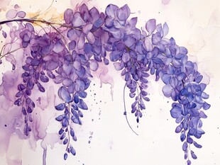 紫藤花水彩画