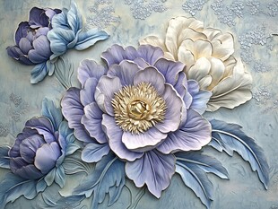 蓝紫色调的立体花卉艺术