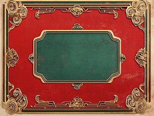 复古风格红色背景绿色矩形框