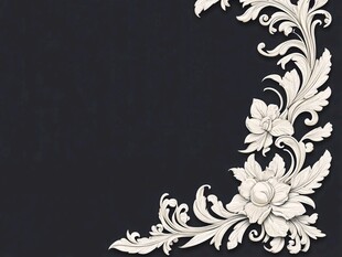 黑白对比的复古花卉图案