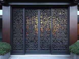 现代中式铸铁门设计
