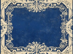 复古蓝底白框纹理图案