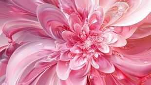 粉色抽象花卉数字艺术作品