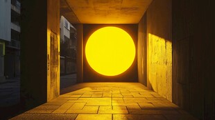 走廊的黄色圆圈