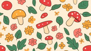 森林中的蘑菇和花朵