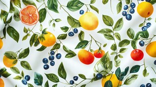 水果与叶子图案的织物