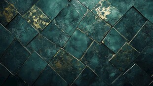 绿色金箔几何图案