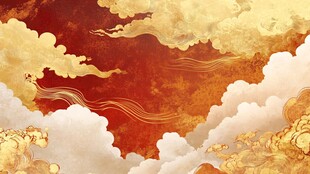 金色云彩的红色天空