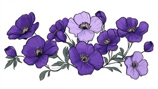 紫色花卉插画