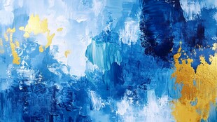 抽象艺术之蓝与金的交响曲