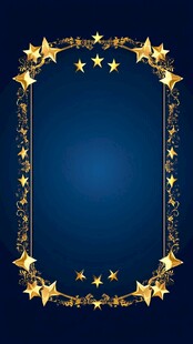 金色星形边框蓝色背景