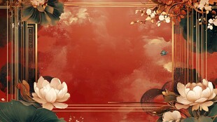 红色荷花艺术背景