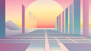 日落下的几何走廊