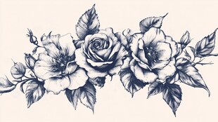 黑白花卉插画