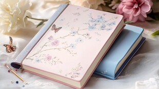 精美笔记本 花卉与蝴蝶的浪漫邂逅