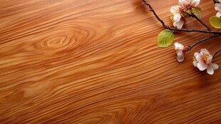 木纹与花朵的和谐