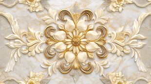华丽金色花卉浮雕纹理