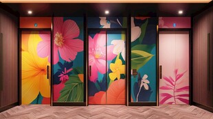 生动花卉电梯艺术