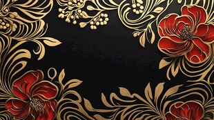 奢华金红花卉图案