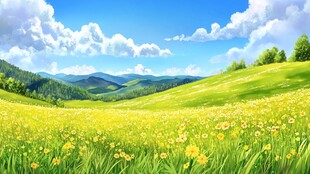 蓝天白云下的金色花海