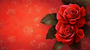 红玫瑰与红背景