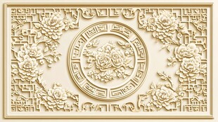 浅米色浮雕墙面装饰