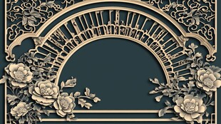 复古拱门花卉图案