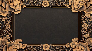 金色花卉边框的黑色背景