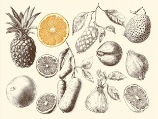 复古水果素描集