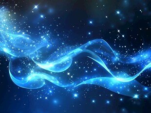 抽象的蓝色波浪和闪烁的星星