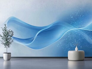 抽象蓝色波浪壁画