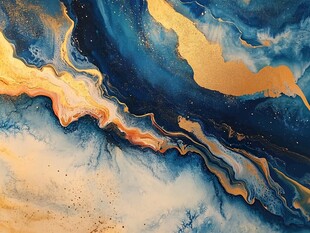 金色与深蓝的抽象互动