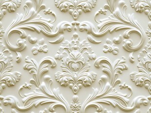 华丽的白色浮雕墙纸