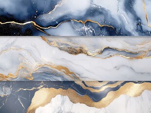 蓝色与金色大理石纹理的抽象艺术