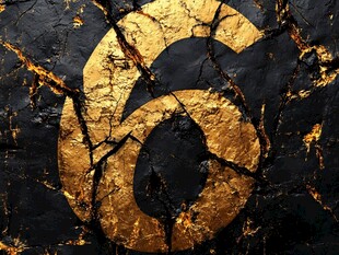 金色数字6 背景为裂纹表面