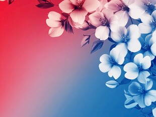 红蓝花卉渐变背景