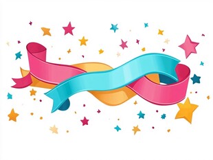 庆祝彩带与星星的盛宴
