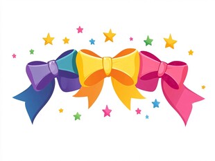 多彩蝴蝶结与星星的梦幻组合