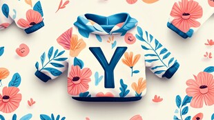 花卉图案连帽衫