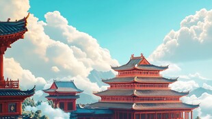 云雾缭绕的古代宫殿