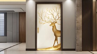 金鹿鹿角枝条图案门