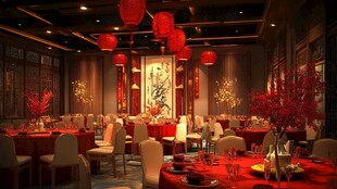 红色中国风宴会厅